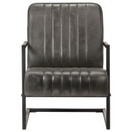 Конзолен фотьойл, състарено сиво, естествена кожа