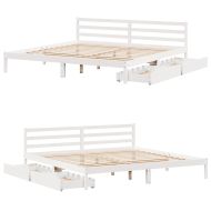Рамка за легло без матрак, бял, 180x200 см, бор масив