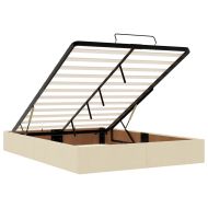 Османска рамка за легло без матрак, кремава, 140x190 см, плат