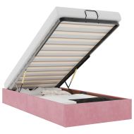 Османска рамка за легло без матрак, розова, 90x190 см, кадифе