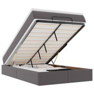 Османска легло с матрак, сиво, 120x190 см, изкуствена кожа