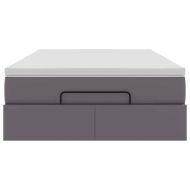 Османска легло с матрак, сиво, 120x190 см, изкуствена кожа