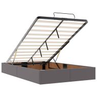 Османска легло с матрак, сиво, 120x190 см, изкуствена кожа