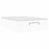 Османско легло с матрак Бяло 140x190cm изкуствена кожа