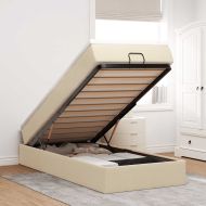 Османска легло с матрак, кремаво, 80x200 см, плат