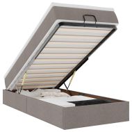 Османска легло с матрак, таупе, 90x190 см, плат