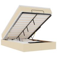 Османска легло с матрак, кремаво, 120x200 см, плат