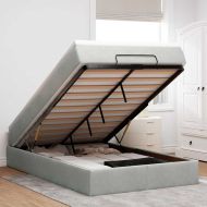 Османска легло с матрак, светлосиво, 120x190 см, кадифе