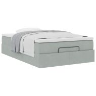 Османска легло с матрак, светлосиво, 120x190 см, кадифе