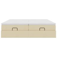 Османска легло с матраци, кремаво, 160x200 см, плат