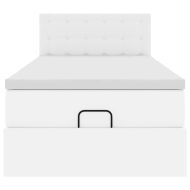 Османска легло с матрак, бяло, 80x200 см, изкуствена кожа