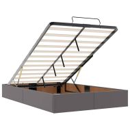 Османска легло с матрак, сиво, 120x190 см, изкуствена кожа