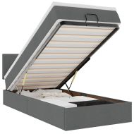 Османска легло с матрак, тъмносиво, 90x190 см, плат