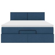 Османска легло с матрак, синьо, 140x190 см, плат