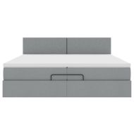 Османска легло с матрак, светлосиво, 200x200 см, плат