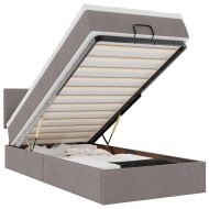 Османска легло с матрак, таупе, 90x190 см, плат