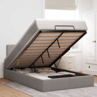 Османска легло с матрак, таупе, 120x200 см, плат