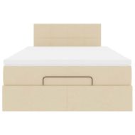 Османска легло с матрак, кремаво, 120x200 см, плат