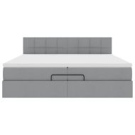 Османска легло с матрак, светлосиво, 200x200 см, плат