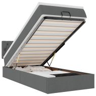 Османска легло с матрак, тъмносиво, 90x190 см, плат