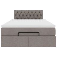 Османска легло с матрак, таупе, 120x200 см, плат