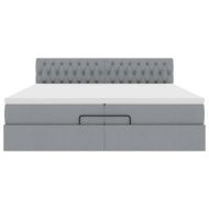 Османска легло с матрак, светлосиво, 200x200 см, плат