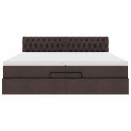 Османска легло с матрак, тъмнокафяво, 200x200 см, плат