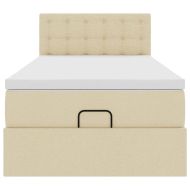 Османска легло с матрак, кремаво, 80x200 см, плат