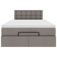 Османска легло с матрак, таупе, 120x200 см, плат