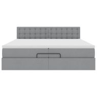 Османска легло с матрак, светлосиво, 200x200 см, плат