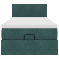 Османска легло с матрак, тъмнозелено, 80x200 см, кадифе