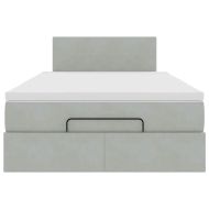 Османска легло с матрак, светлосиво, 120x190 см, кадифе