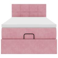 Османска легло с матрак, розово, 90x190 см, кадифе