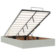 Османска легло с матрак, светлосиво, 120x190 см, кадифе