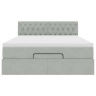 Османско легло с матрак Светло сиво 140x190 cm Кадифе