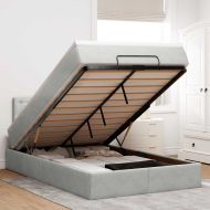 Османска легло с матрак, светлосиво, 120x190 см, кадифе