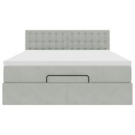 Османско легло с матрак Светло сиво 140x190 cm Кадифе