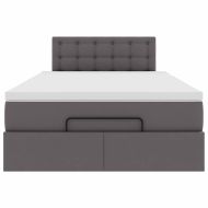 Османска легло с матраци&LED, сиво, 120x190 см, изкуствена кожа
