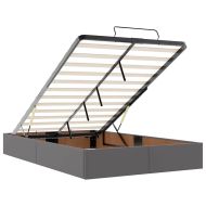 Османска легло с матраци&LED, сиво, 120x190 см, изкуствена кожа