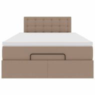 Османска легло с матраци&LED капучино 120x190см изкуствена кожа