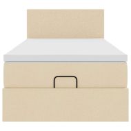 Османска легло с матрак и LED, кремаво, 80x200 см, плат