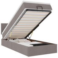 Османска легло с матрак и LED, таупе, 90x200 см, плат