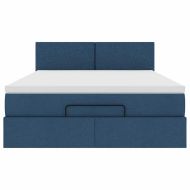 Османска легло с матрак и LED, синьо, 140x190 см, плат