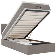 Османска легло с матрак и LED, таупе, 90x200 см, плат