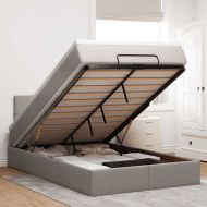 Османска легло с матрак и LED, таупе, 120x200 см, плат