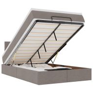 Османска легло с матрак и LED, таупе, 120x200 см, плат