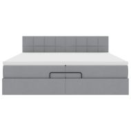 Османска легло с матрак и LED, светлосиво, 200x200 см, плат