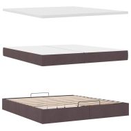 Османска легло с матрак и LED, тъмнокафяво, 200x200 см, плат