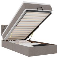 Османска легло с матрак и LED, таупе, 90x190 см, плат