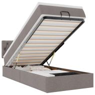 Османска легло с матрак и LED, таупе, 90x200 см, плат